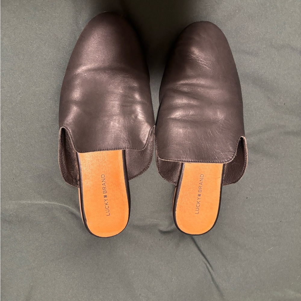 Lucky Brand black Leather Slip-On Shoes